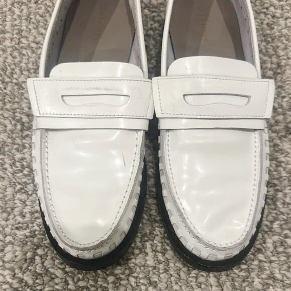 All Saints Sofie Leather Chalk White Penny Loafers 37 - Picture 6 of 8